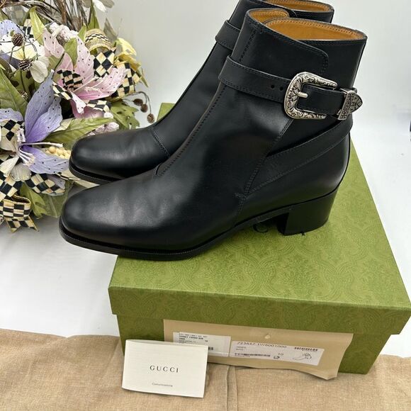 Men’s Gucci, leather ankle boots size 10 made in Italy - Picture 5 of 10